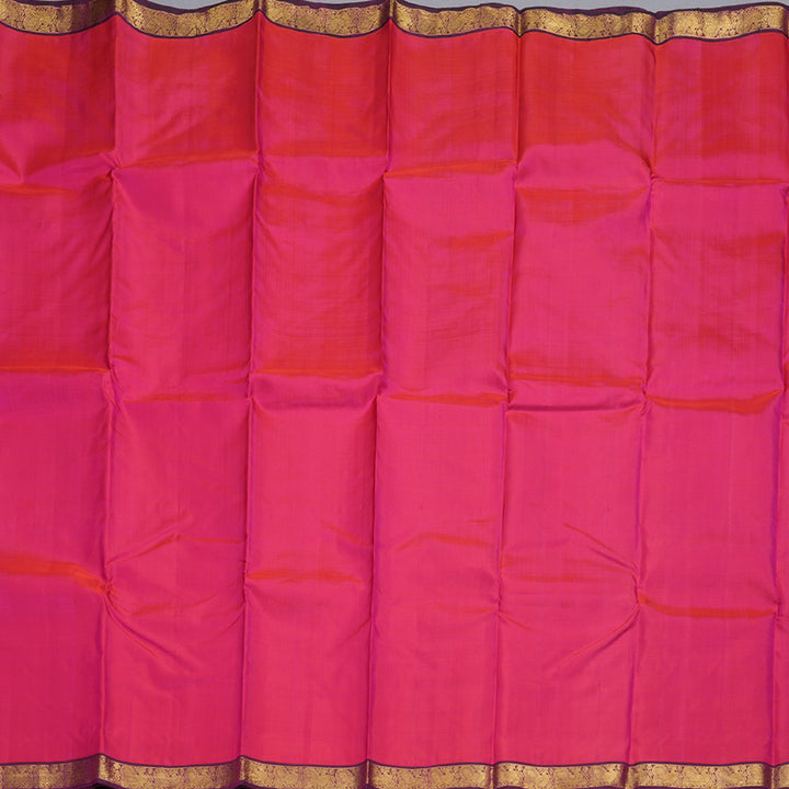 Hayagrivas Orangish Pink Handloom Kanjivaram Silk Saree with Dark Purple Border KBD1530A4-1