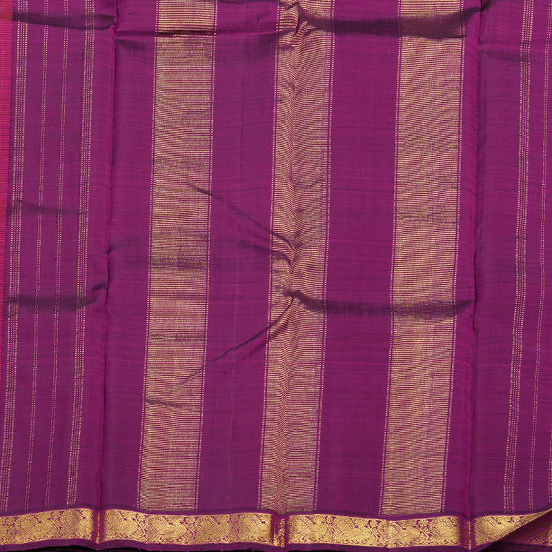 Hayagrivas Orangish Pink Handloom Kanjivaram Silk Saree with Dark Purple Border KBD1530A4-1