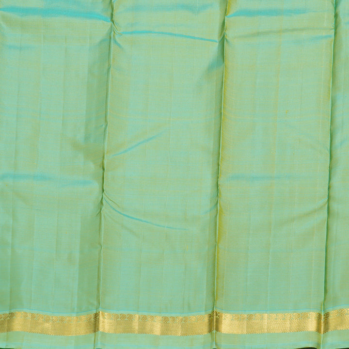 Hayagrivas Mustard Yellow Handloom Kanjivaram Silk Saree with Sea Blue Border KBD1530A5-1