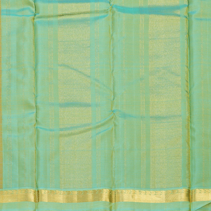 Hayagrivas Mustard Yellow Handloom Kanjivaram Silk Saree with Sea Blue Border KBD1530A5-1