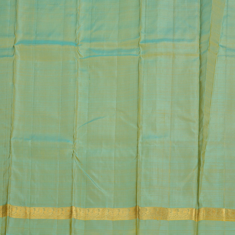 Hayagrivas Mango Yellow Handloom Kanjivaram Silk Saree with Dual Tone (Sea Blue With Yellow) Border KBD1530A7-1