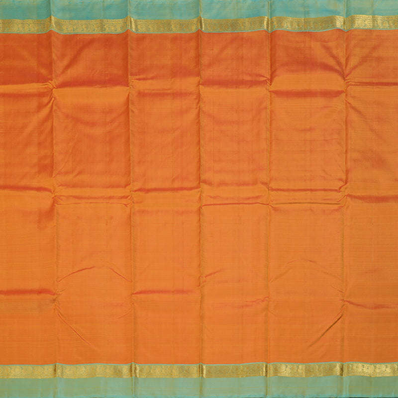 Hayagrivas Mango Yellow Handloom Kanjivaram Silk Saree with Dual Tone (Sea Blue With Yellow) Border KBD1530A7-1