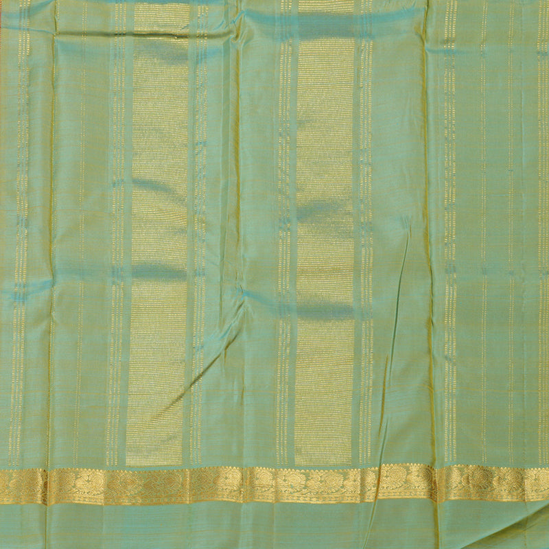 Hayagrivas Mango Yellow Handloom Kanjivaram Silk Saree with Dual Tone (Sea Blue With Yellow) Border KBD1530A7-1