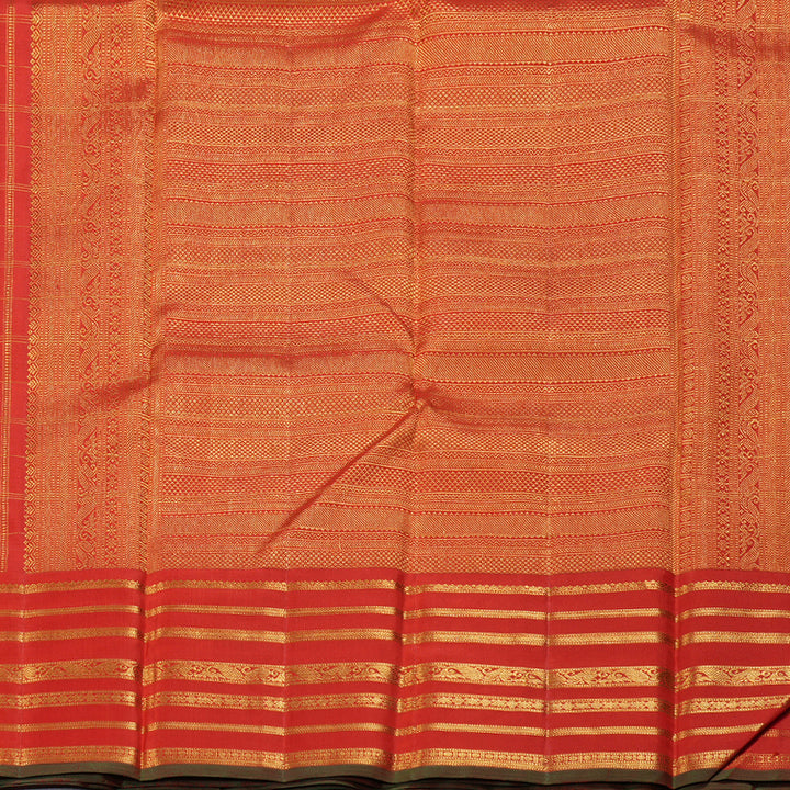 Hayagrivas Sandal Beige Handloom Kanjivaram Silk Saree with Red Border KBD1531A5-1