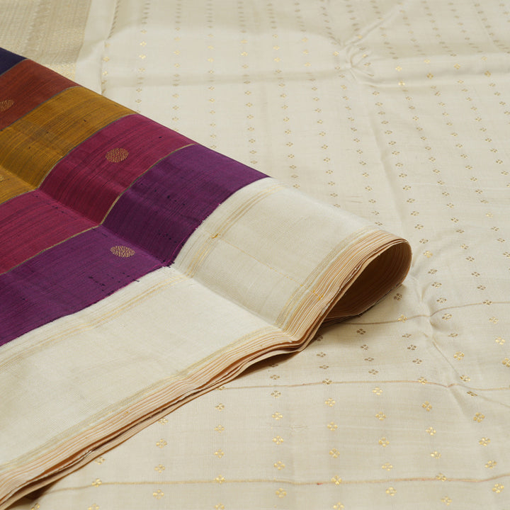 Hayagrivas Dark Blue Handloom Kanjivaram Silk Saree with Multi Color Border KBD1531A8-1