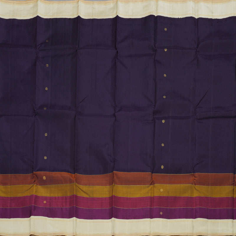 Hayagrivas Dark Blue Handloom Kanjivaram Silk Saree with Multi Color Border KBD1531A8-1