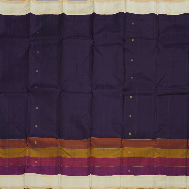 Hayagrivas Dark Blue Handloom Kanjivaram Silk Saree with Multi Color Border KBD1531A8-1