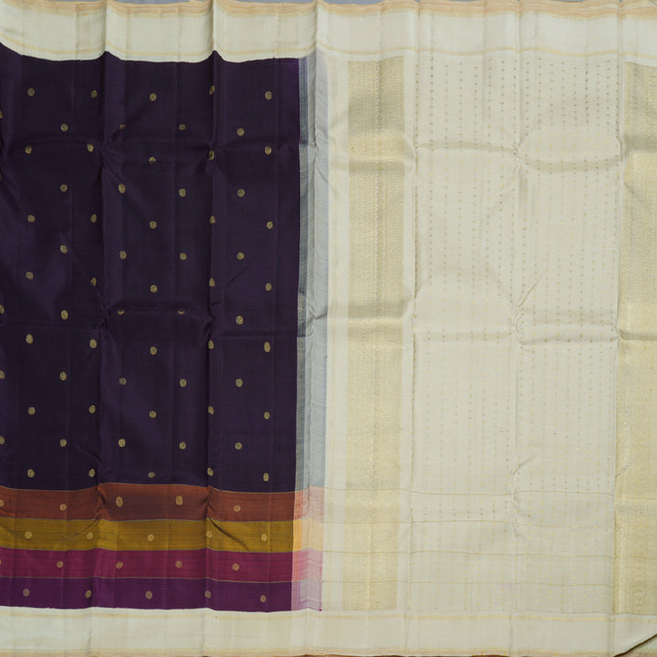 Hayagrivas Dark Blue Handloom Kanjivaram Silk Saree with Multi Color Border KBD1531A8-1