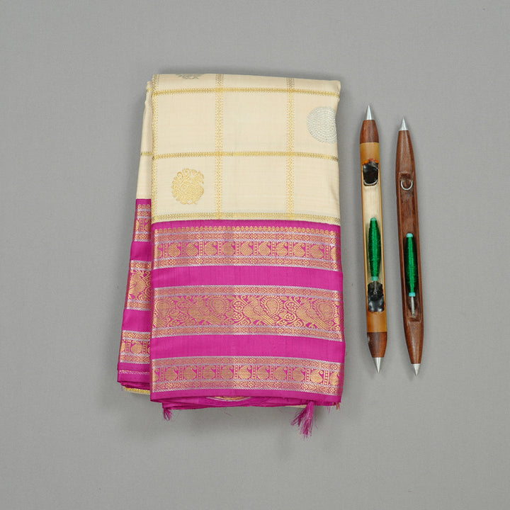 Hayagrivas Handloom Kanjivaram Silk Saree in Vivid Sandal KBD1532A2-1