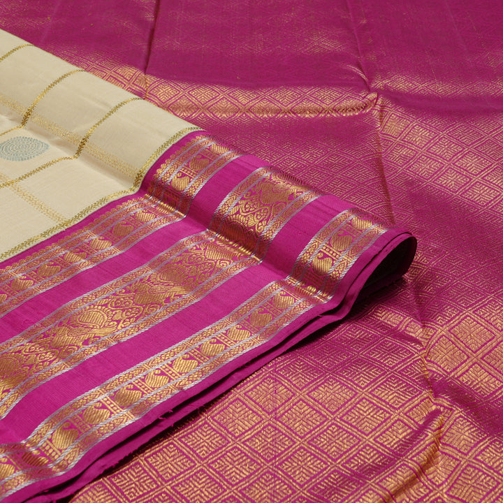 Hayagrivas Handloom Kanjivaram Silk Saree in Vivid Sandal KBD1532A2-1