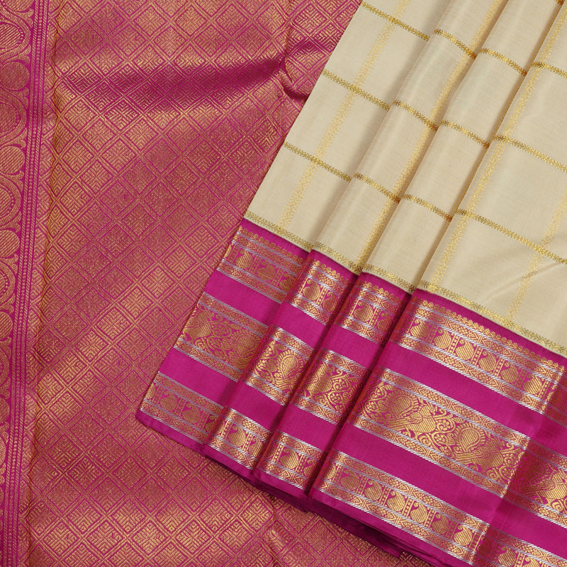 Hayagrivas Handloom Kanjivaram Silk Saree in Vivid Sandal KBD1532A2-1
