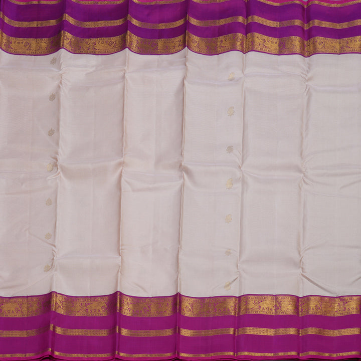 Hayagrivas Light Baby Pink Handloom Kanjivaram Silk Saree with Purple Border KBD1532A7-1