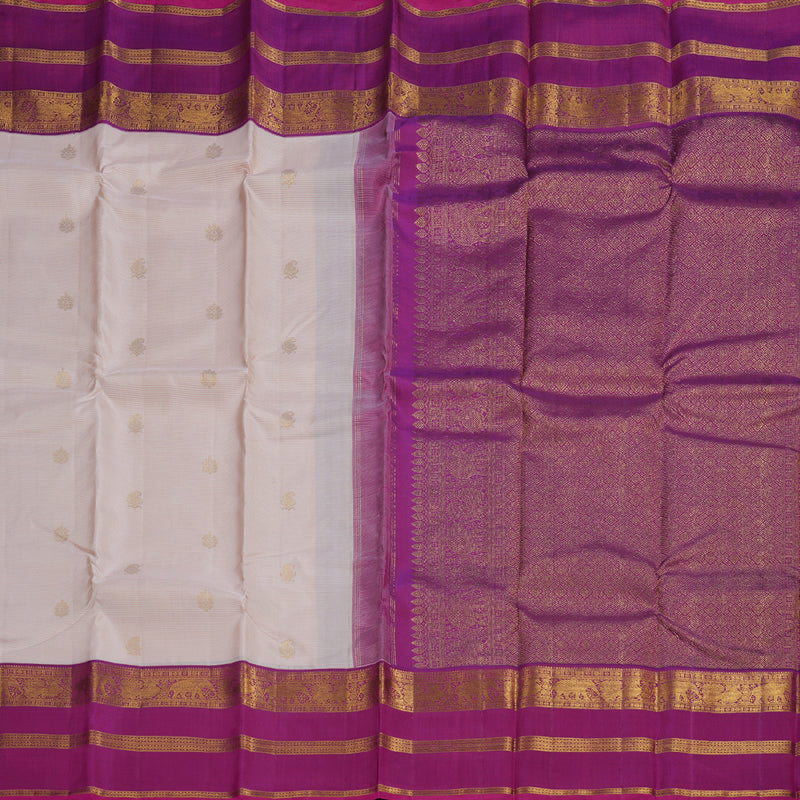 Hayagrivas Light Baby Pink Handloom Kanjivaram Silk Saree with Purple Border KBD1532A7-1