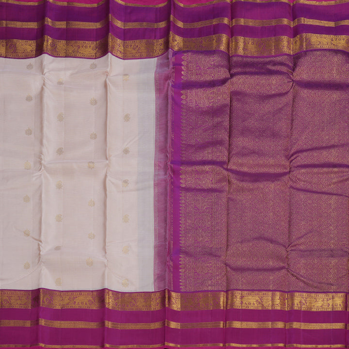 Hayagrivas Light Baby Pink Handloom Kanjivaram Silk Saree with Purple Border KBD1532A7-1