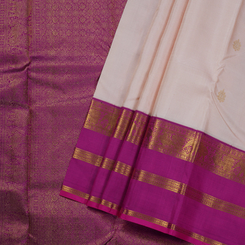 Hayagrivas Light Baby Pink Handloom Kanjivaram Silk Saree with Purple Border KBD1532A7-1