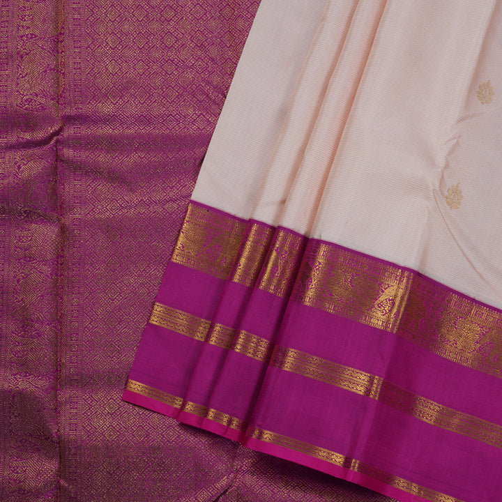 Hayagrivas Light Baby Pink Handloom Kanjivaram Silk Saree with Purple Border KBD1532A7-1