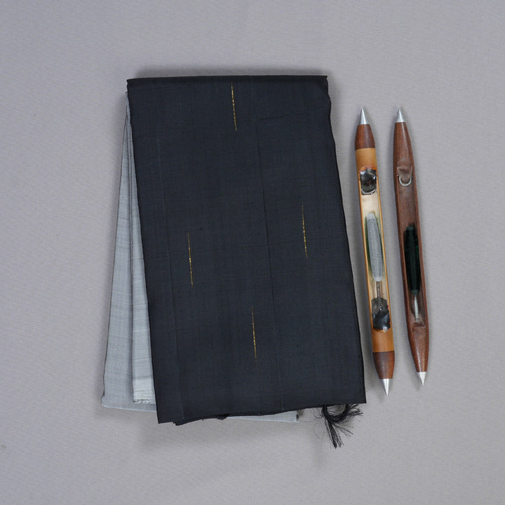Hayagrivas Grey And Black Handloom Kanjivaram Silk Saree KBD1533A2-3