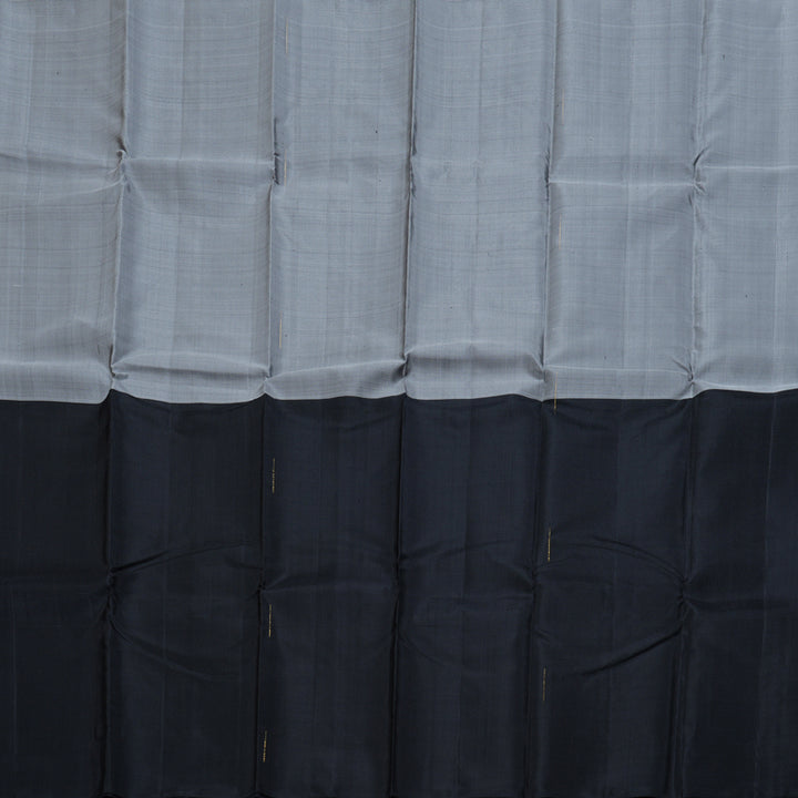 Hayagrivas Grey And Black Handloom Kanjivaram Silk Saree KBD1533A2-3