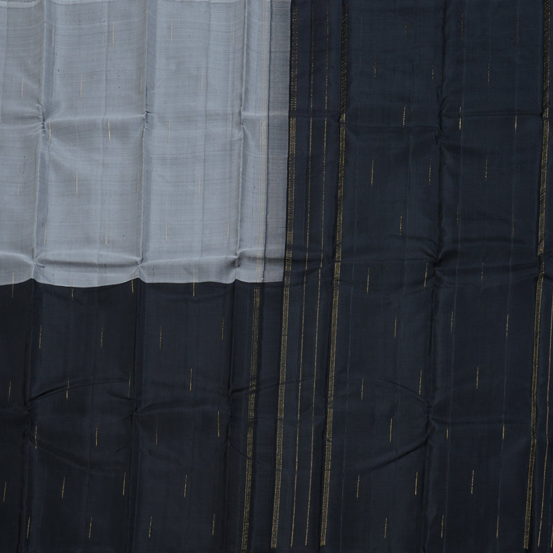 Hayagrivas Grey And Black Handloom Kanjivaram Silk Saree KBD1533A2-3