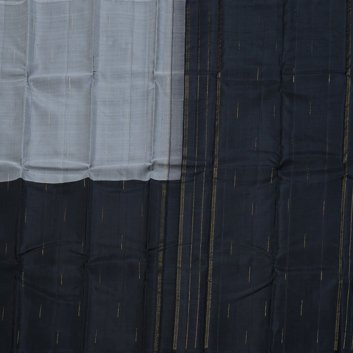 Hayagrivas Grey And Black Handloom Kanjivaram Silk Saree KBD1533A2-3