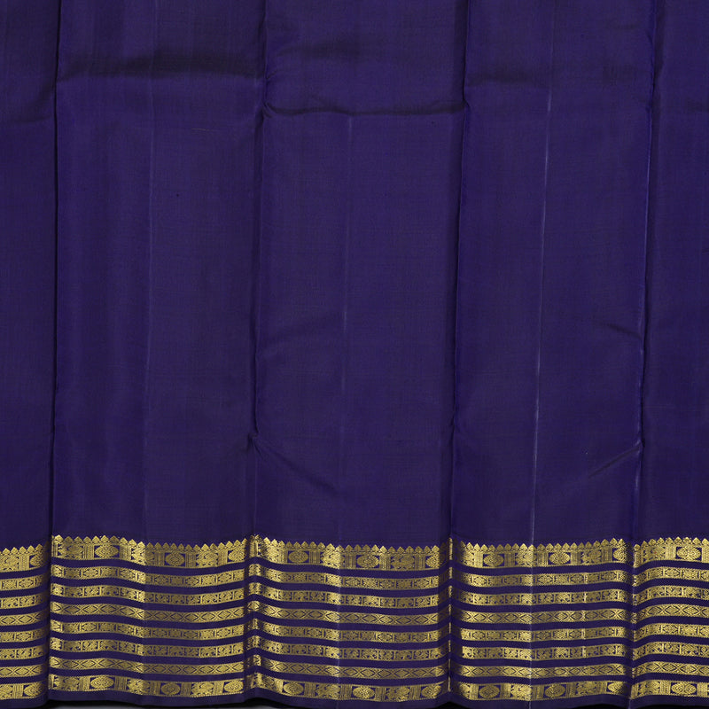 Hayagrivas Mustard Yellow Handloom Kanjivaram Silk Saree with Blue Border KBD1535A6-1