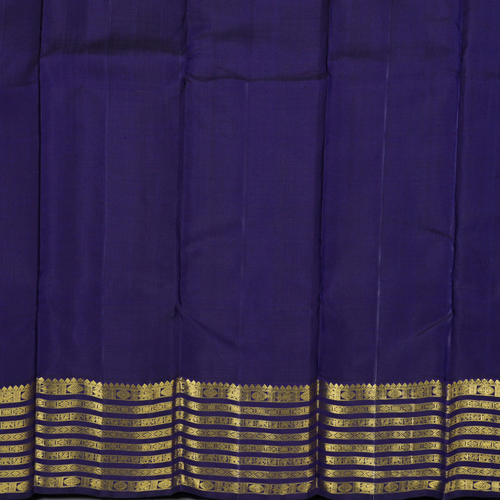 Hayagrivas Mustard Yellow Handloom Kanjivaram Silk Saree with Blue Border KBD1535A6-1