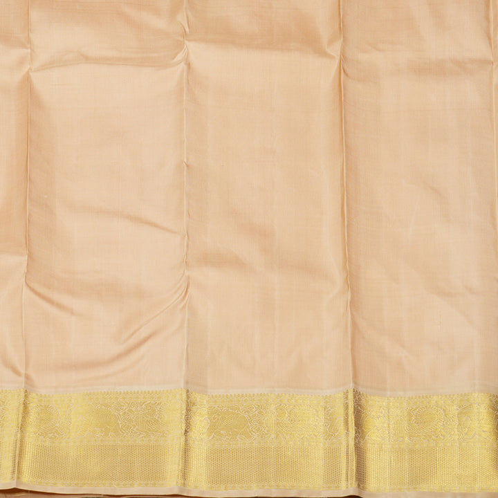 Hayagrivas Peach Pink Handloom Kanjivaram Silk Saree with Sandal Beige Border KBD1535A8-1