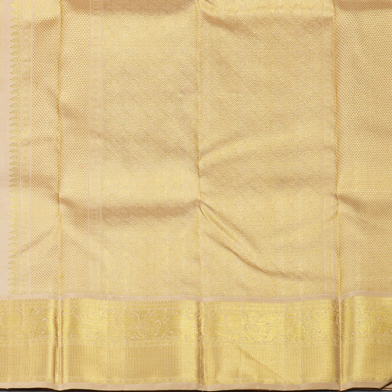 Hayagrivas Peach Pink Handloom Kanjivaram Silk Saree with Sandal Beige Border KBD1535A8-1
