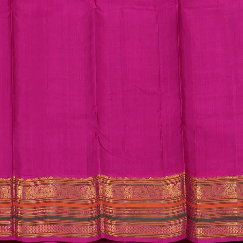 Hayagrivas Handloom Navy Blue Kanjivaram Silk Saree with Magenta border KBD1536A1-2