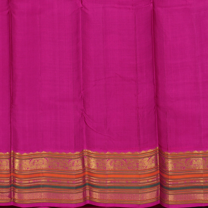 Hayagrivas Handloom Navy Blue Kanjivaram Silk Saree with Magenta border KBD1536A1-2