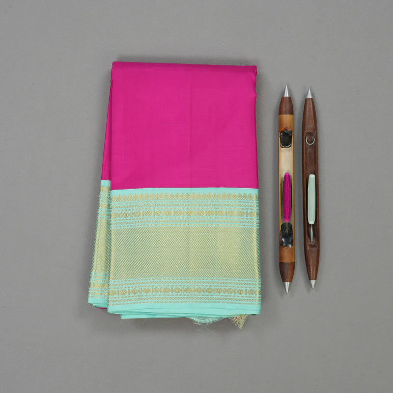 Hayagrivas Korvai Kanjivaram Silk Saree in Magenta Pink with Teal contrast KBD1536A2-6