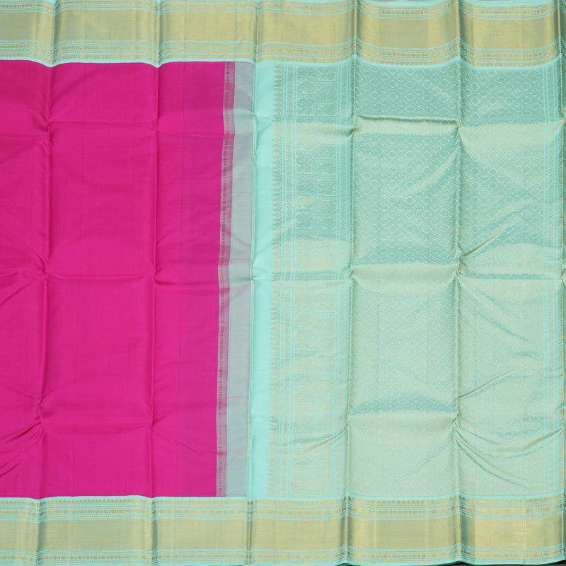Hayagrivas Korvai Kanjivaram Silk Saree in Magenta Pink with Teal contrast KBD1536A2-6