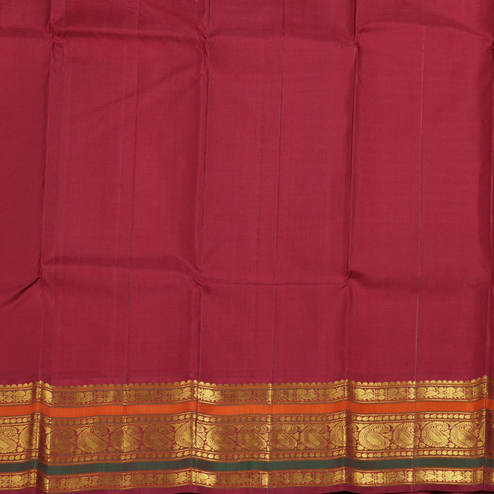 Hayagrivas Mango Yellow Handloom Kanjivaram Silk Saree with Maroon Border KBD1536A2-8