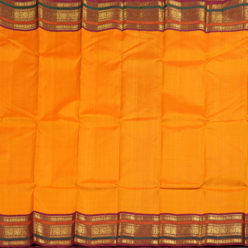 Hayagrivas Mango Yellow Handloom Kanjivaram Silk Saree with Maroon Border KBD1536A2-8