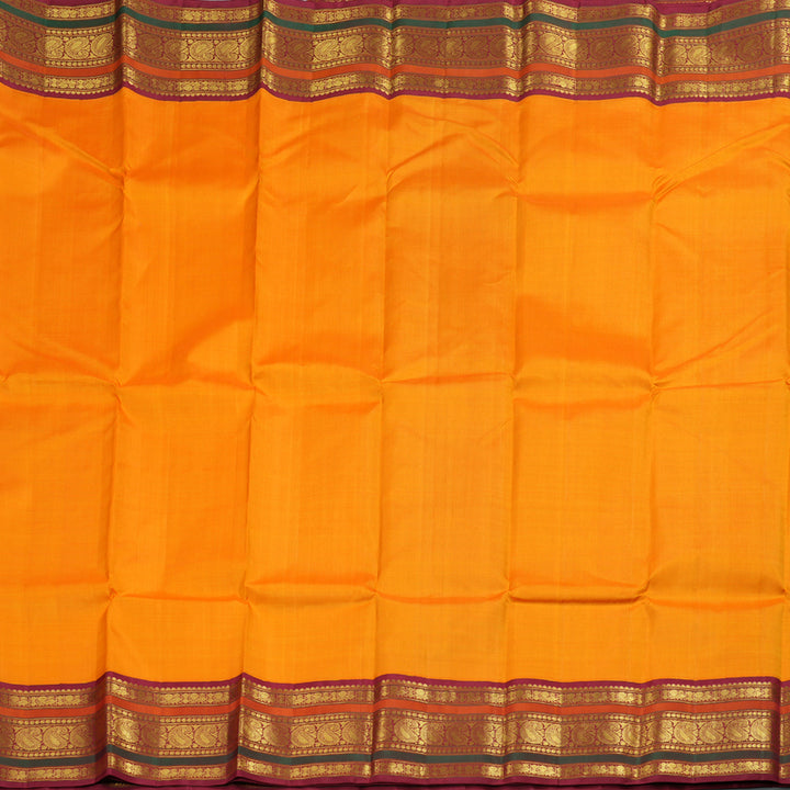 Hayagrivas Mango Yellow Handloom Kanjivaram Silk Saree with Maroon Border KBD1536A2-8