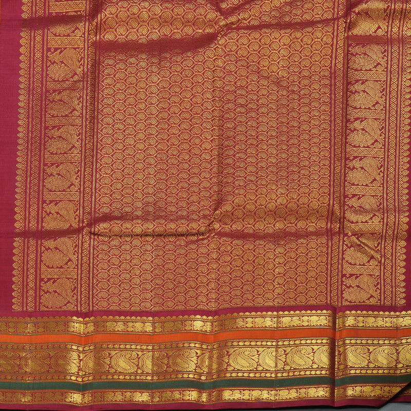 Hayagrivas Mango Yellow Handloom Kanjivaram Silk Saree with Maroon Border KBD1536A2-8