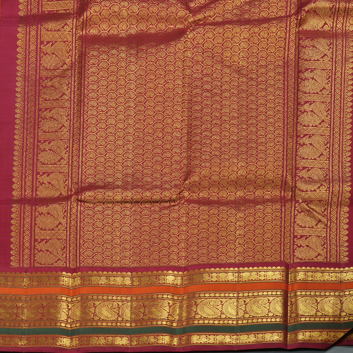 Hayagrivas Mango Yellow Handloom Kanjivaram Silk Saree with Maroon Border KBD1536A2-8