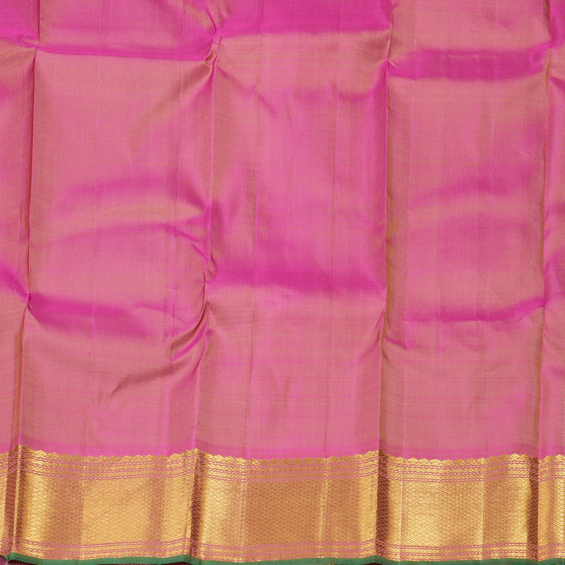 Hayagrivas Sandal With White Muted Checks Handloom Kanjivaram Silk Saree with Baby Pink Border KBD1536A7-6