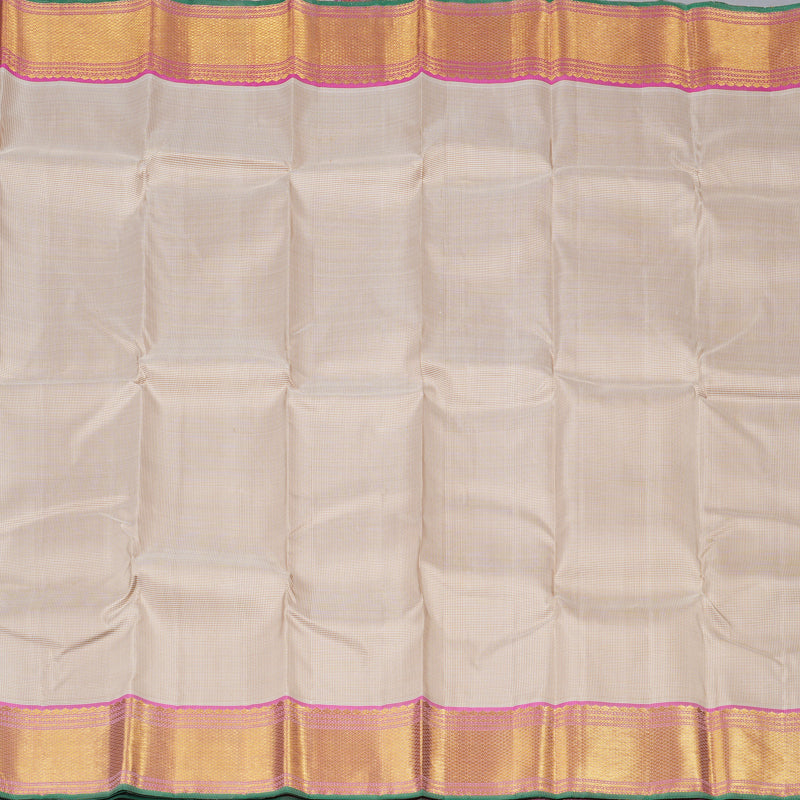 Hayagrivas Sandal With White Muted Checks Handloom Kanjivaram Silk Saree with Baby Pink Border KBD1536A7-6