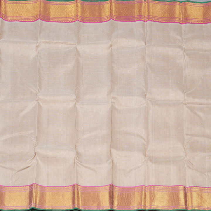 Hayagrivas Sandal With White Muted Checks Handloom Kanjivaram Silk Saree with Baby Pink Border KBD1536A7-6