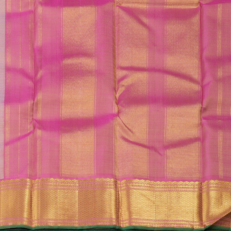Hayagrivas Sandal With White Muted Checks Handloom Kanjivaram Silk Saree with Baby Pink Border KBD1536A7-6