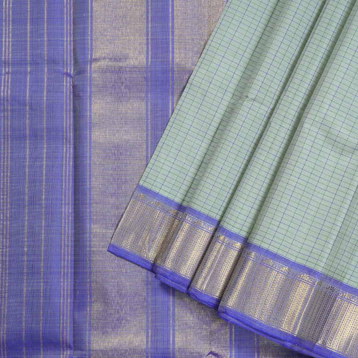 Hayagrivas Handloom Kanjivaram Silk Saree in Serene Light Pastel Blue KBD1536A8-10