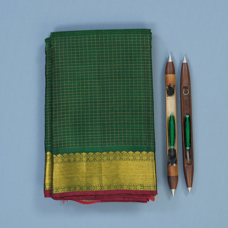 Hayagrivas Handloom Bottle Green Kanjivaram Silk Saree KBD1536A8-6