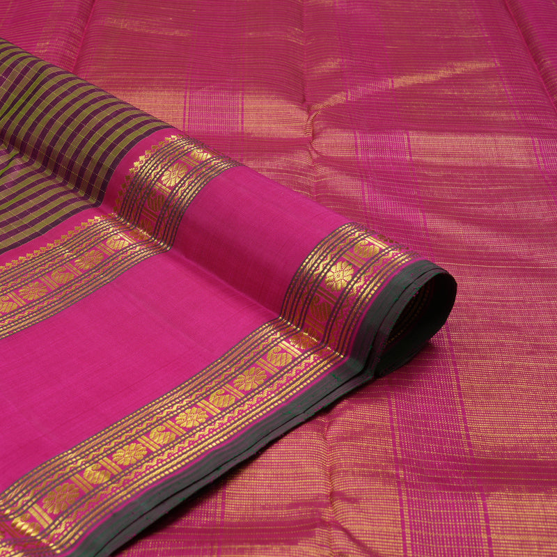 Hayagrivas Handloom Multicolour Kanjivaram Silk Saree with Magenta Border KBD1537A5-4
