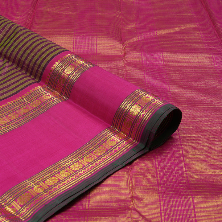 Hayagrivas Handloom Multicolour Kanjivaram Silk Saree with Magenta Border KBD1537A5-4