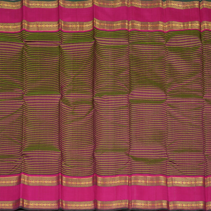 Hayagrivas Handloom Multicolour Kanjivaram Silk Saree with Magenta Border KBD1537A5-4