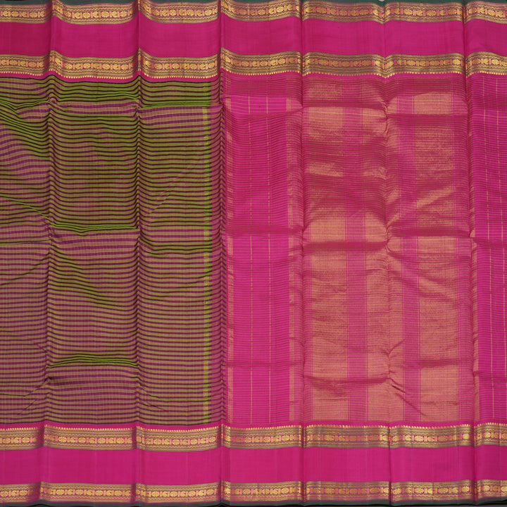 Hayagrivas Handloom Multicolour Kanjivaram Silk Saree with Magenta Border KBD1537A5-4