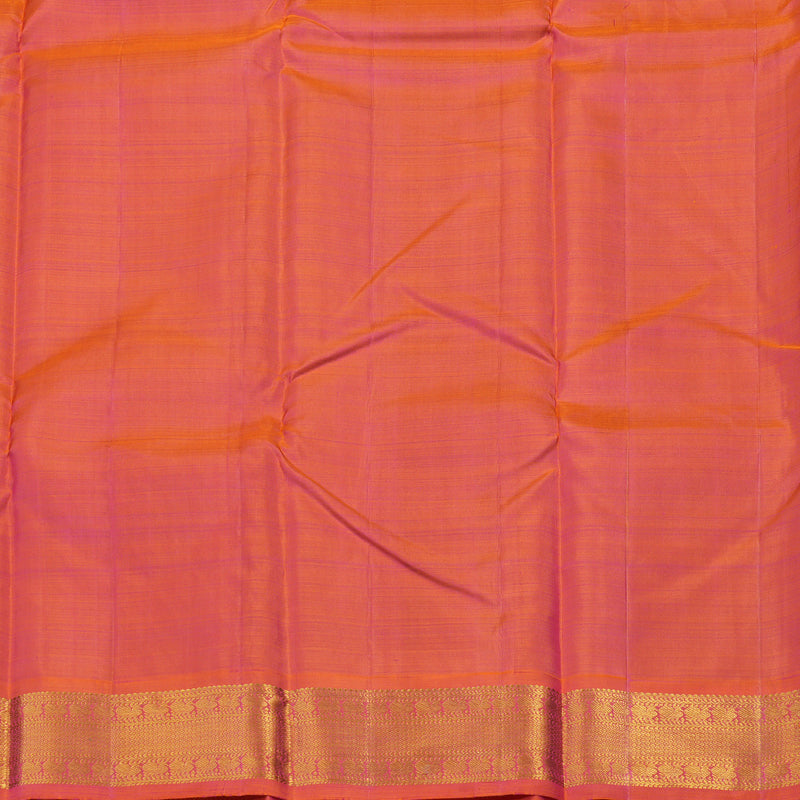 Hayagrivas Handloom Navy Blue Kanjivaram Silk Saree with Orangish Pink Border KBD1538A2-15