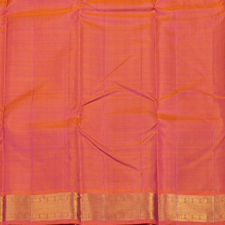 Hayagrivas Handloom Navy Blue Kanjivaram Silk Saree with Orangish Pink Border KBD1538A2-15