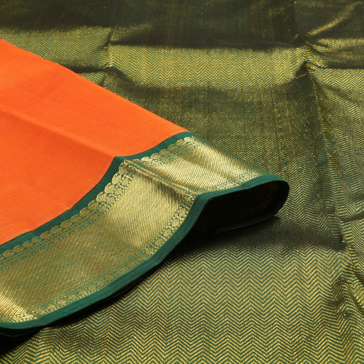Hayagrivas Handloom Kanjivaram Silk Saree in Vibrant Orange KBD1538A2-6